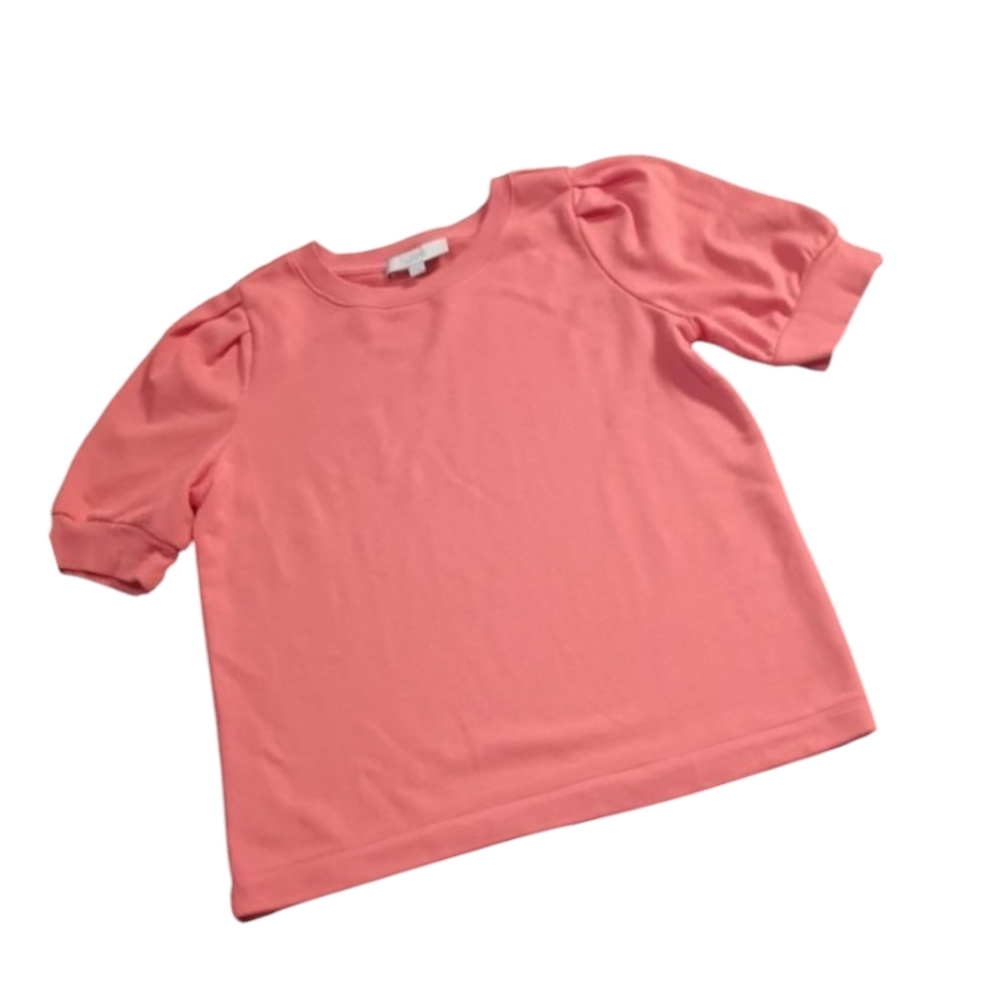 LOFT L Pleated Sleeve Sweatshirt For Orange Nectar